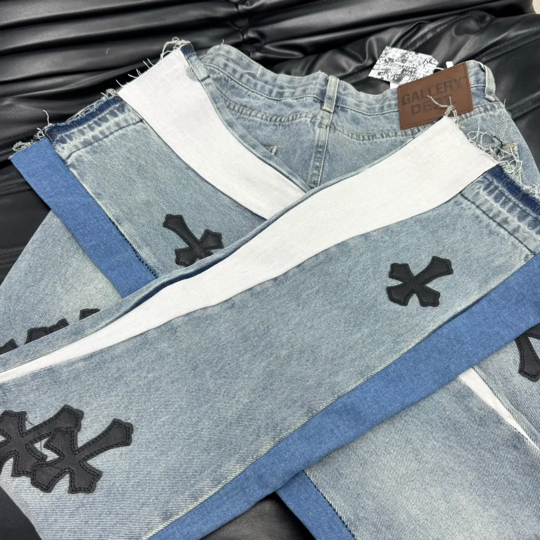 #8092 P260💰 Independent GALLERY DEPT. Vintage spliced cross loose washed flared jeans - truly restore the ultimate texture of Vintage - original hardware accessories washed and other elevators, QR code analysis are all purchased from the original factory, high degree of restoration, welcome to compare with a certain product ~ - three-dimensional version loose and comfortable, not picky about the figure, tall and slim, factory Seiko, original quality control, same style for men and women, can be matched with couples, versatile recommendation, must-have jeans for all seasons -Size: 28 30 32 34 36